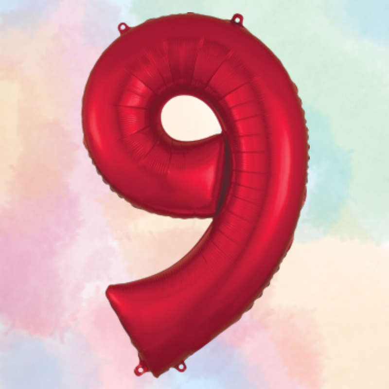 FOIL BALLOON  LARGE RED NINE 9