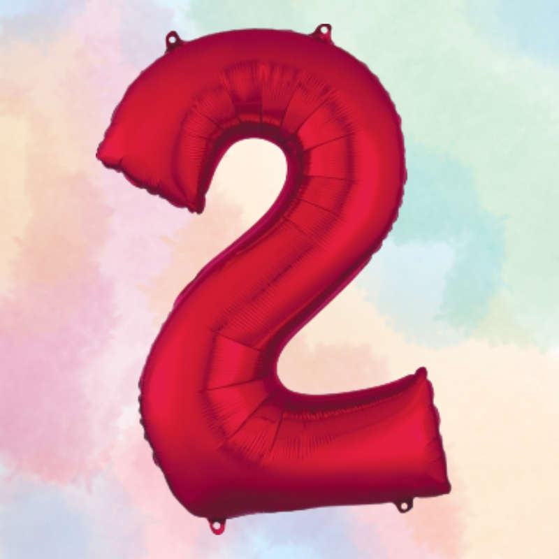 FOIL BALLOON  LARGE RED TWO 2
