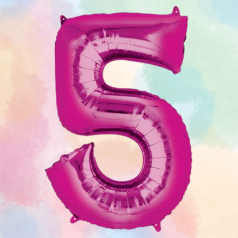 FOIL BALLOON  LARGE CERISE PINK FIVE 5
