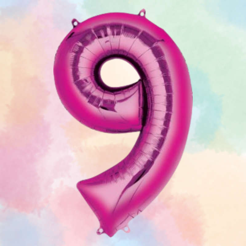 FOIL BALLOON  LARGE CERISE PINK NINE 9