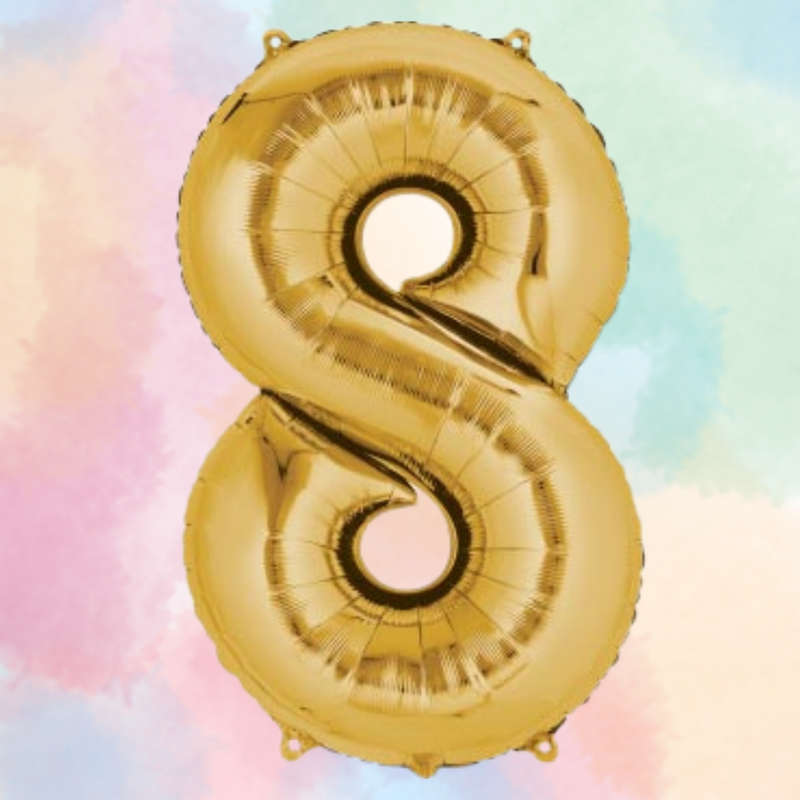 FOIL BALLOON  LARGE YELLOW GOLD EIGHT 8