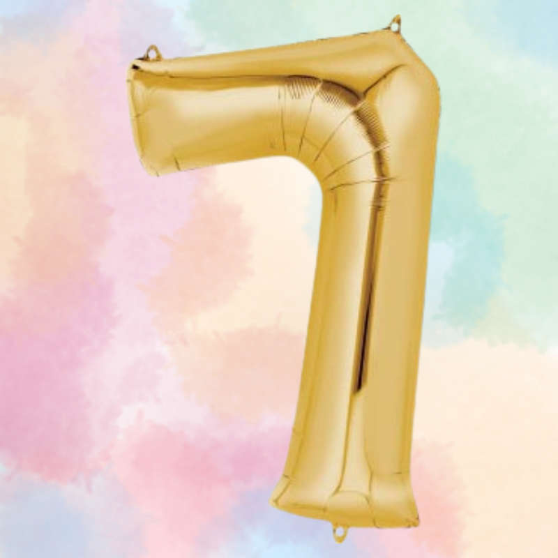 FOIL BALLOON  LARGE YELLOW GOLD SEVEN 7