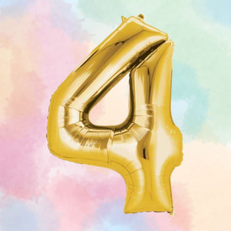FOIL BALLOON  LARGE YELLOW GOLD FOUR 4