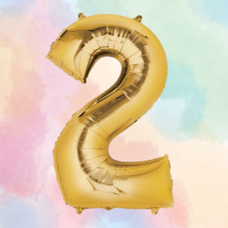 FOIL BALLOON  LARGE YELLOW GOLD TWO 2