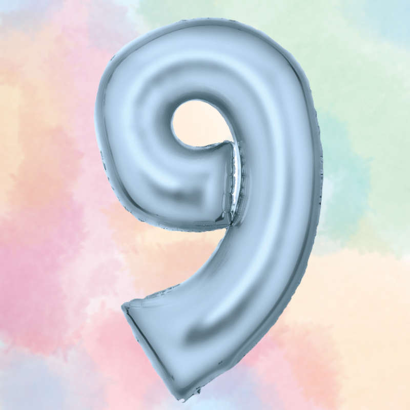 FOIL BALLOON  LARGE PASTEL BLUE NINE 9