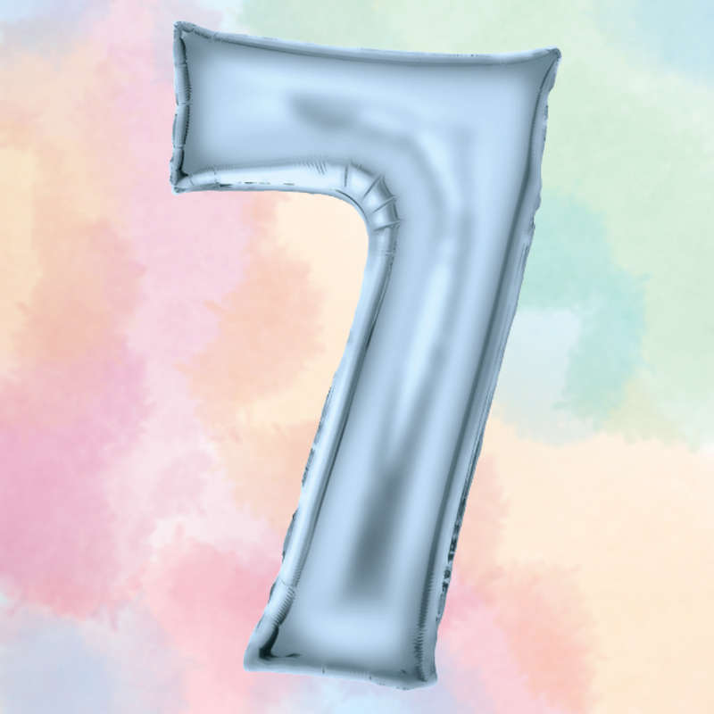 FOIL BALLOON  LARGE PASTEL BLUE SEVEN 7