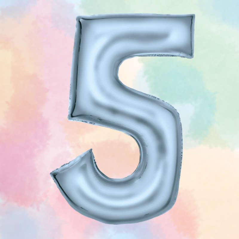 FOIL BALLOON  LARGE PASTEL BLUE FIVE 5