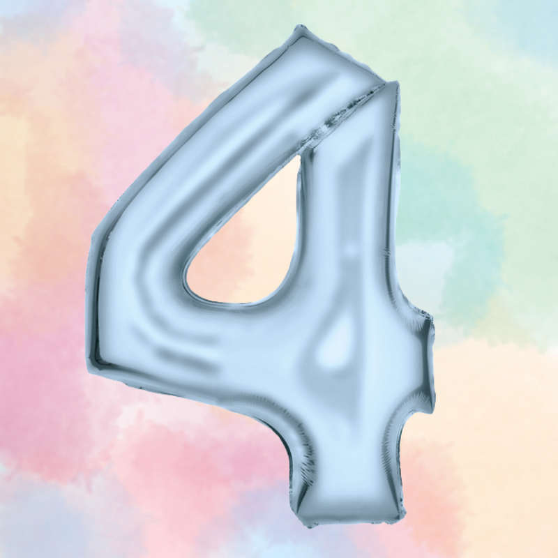 FOIL BALLOON  LARGE PASTEL BLUE FOUR 4