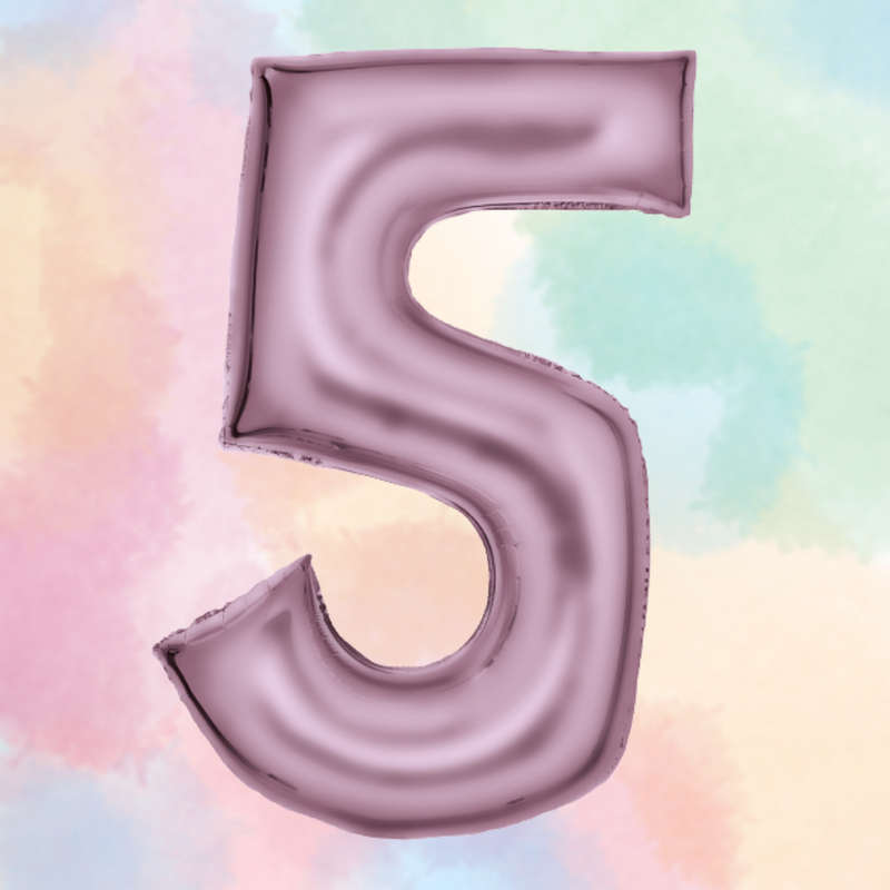 FOIL BALLOON  LARGE PASTEL PINK FIVE 5