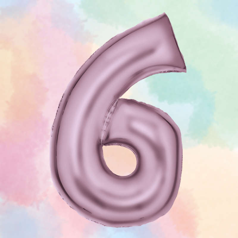 FOIL BALLOON  LARGE PASTEL PINK SIX 6
