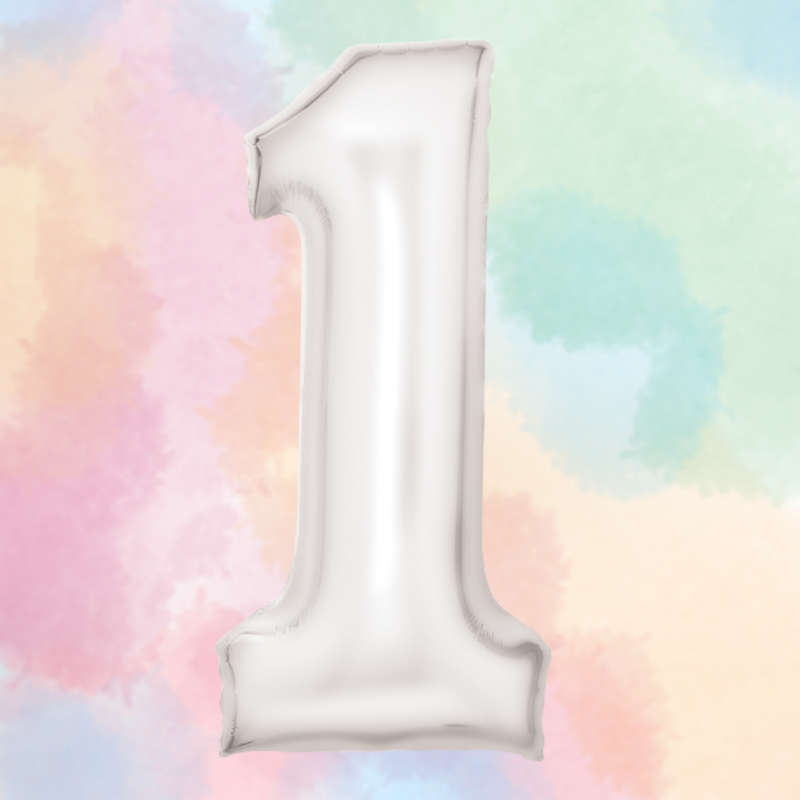 FOIL BALLOON  LARGE SILK WHITE ONE 1