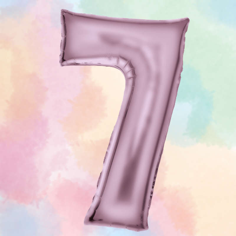 FOIL BALLOON  LARGE PASTEL PINK SEVEN 7