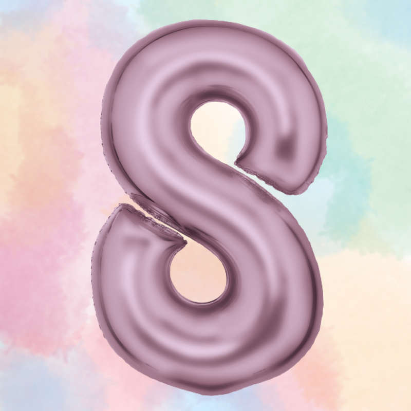 FOIL BALLOON  LARGE PASTEL PINK EIGHT 8