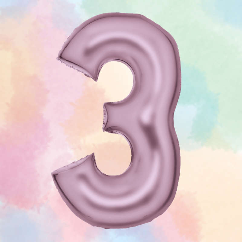 FOIL BALLOON  LARGE PASTEL PINK THREE 3