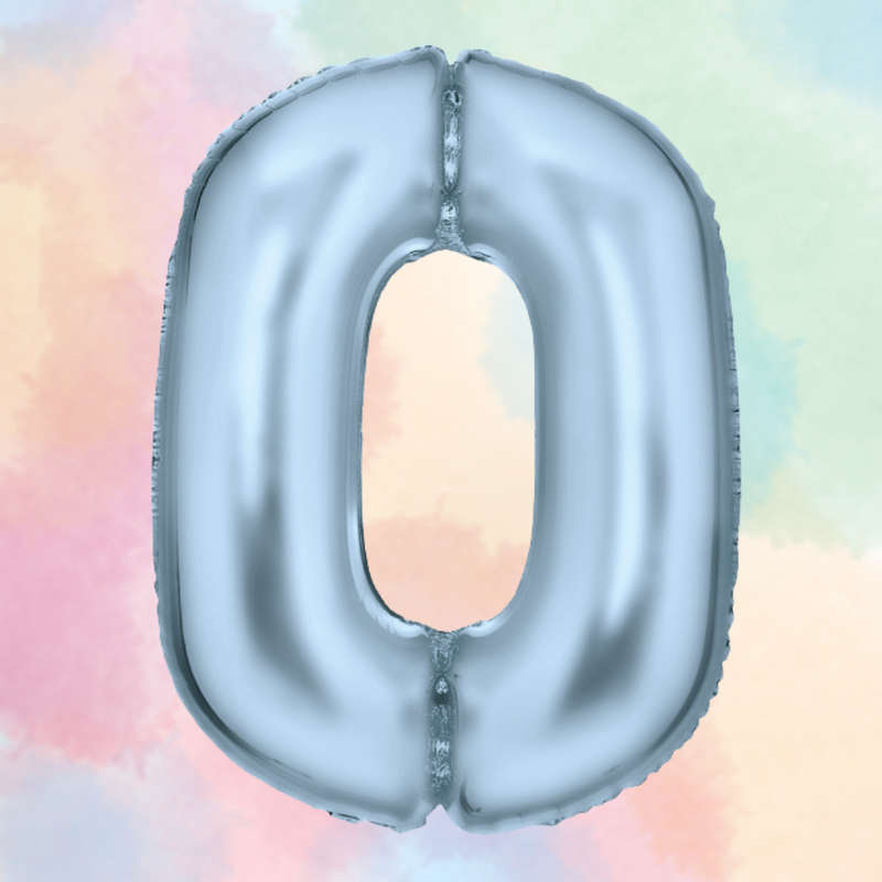 FOIL BALLOON  LARGE PASTEL BLUE ZERO 0