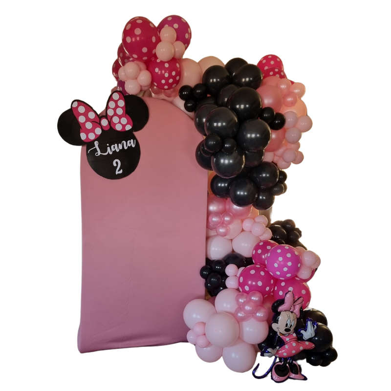 MINNIE MOUSE CHIARA BACKDROP with balloon garland