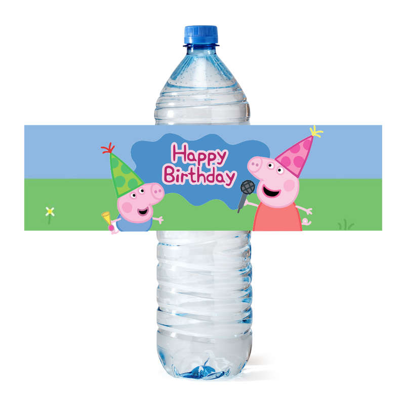Peppa Pig Bottle Labels Set of 4 Muddy Puddles Blue
