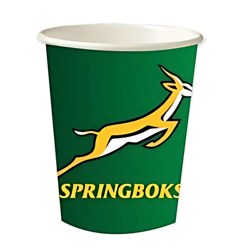 Springbok Themed Paper Cups  Pack of 8