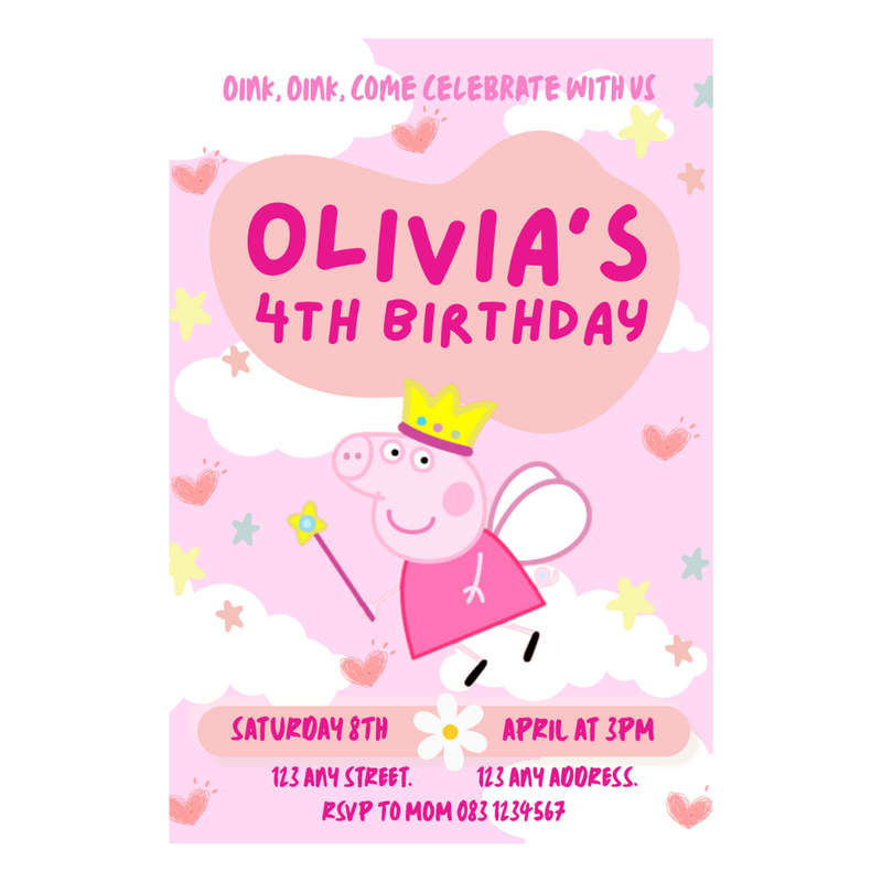 Digital Invite Peppa Pig Princess