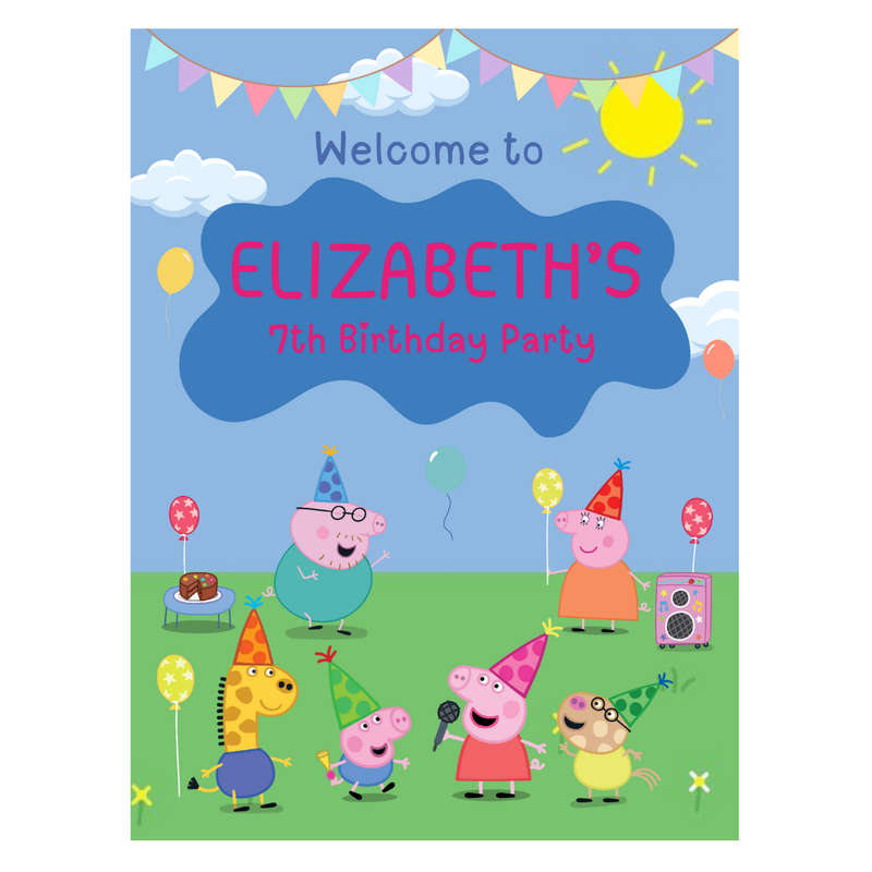 Welcome Board Peppa Pig Blue