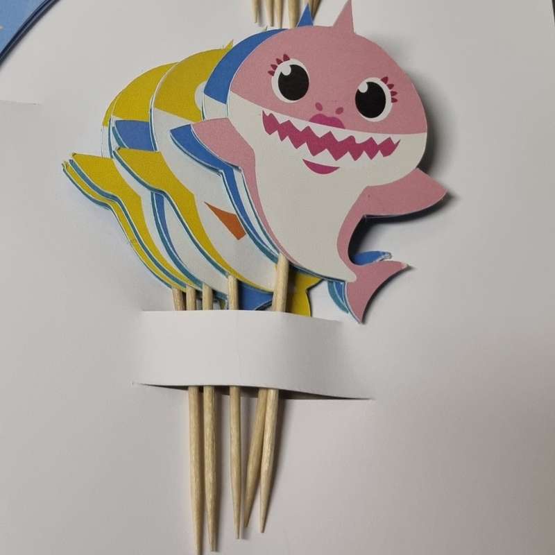 BABY SHARK CUPCAKE MINI TOPPERS