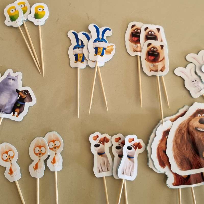 SECRET LIFE OF PETS CUPCAKE TOPPER  SET OF 12 birthday party themed decor