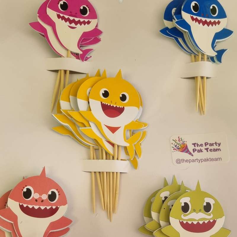 BABY SHARK CUPCAKE MINI TOPPERS