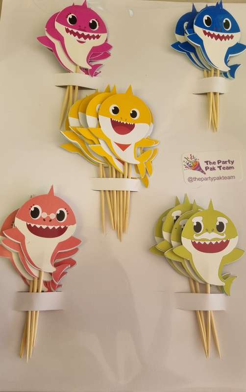 BABY SHARK CUPCAKE MINI TOPPERS