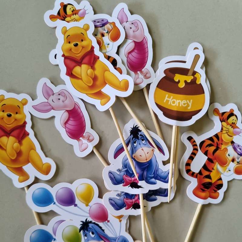 WINNIE THE POOH CUPCAKE TOPPER  SET OF 12 birthday party themed decor