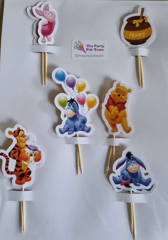 WINNIE THE POOH CUPCAKE TOPPER  SET OF 12 birthday party themed decor