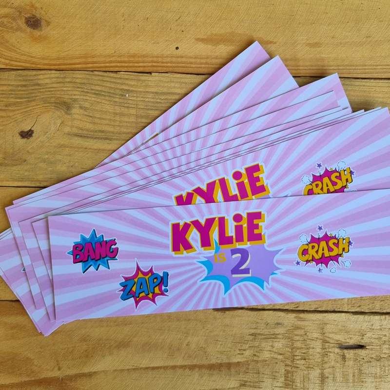 SUPERGIRL SUPERHERO BOTTEL LABELS  SET OF 4 birthday party themed decor personalized with name an...