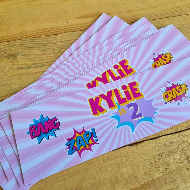 SUPERGIRL SUPERHERO BOTTEL LABELS  SET OF 4 birthday party themed decor personalized with name an...