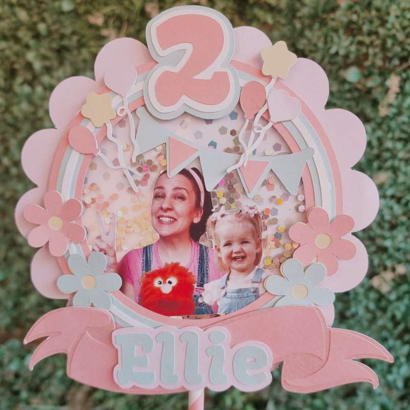 MS RACHEL CAKE TOPPER birthday party themed decor glitter shaker style personalized with name and...