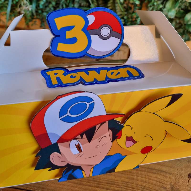 POKEMON PARTY PACK 5 BOXES only, personalized kiddies birthday party themed decor party boxes cus...