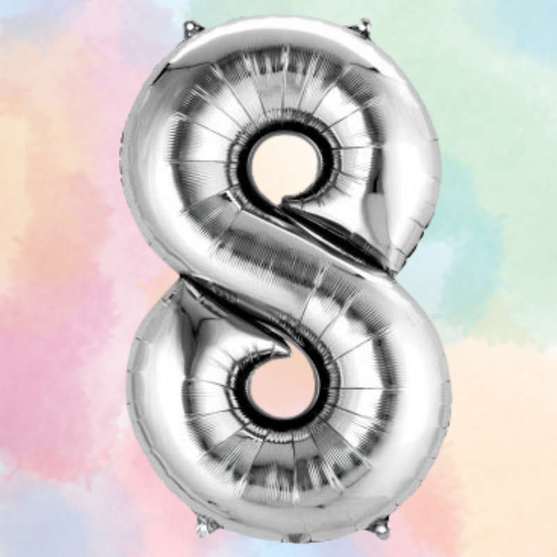 FOIL BALLOON  LARGE SILVER EIGHT 8