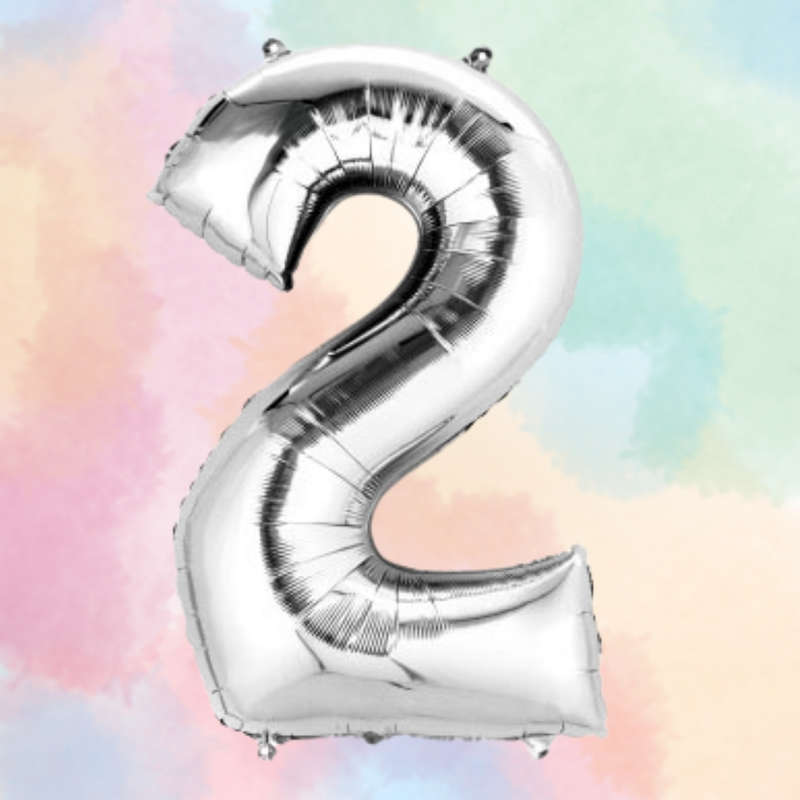 FOIL BALLOON  LARGE SILVER TWO 2