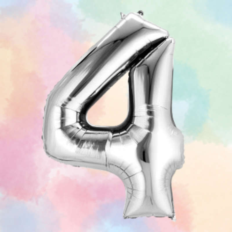 FOIL BALLOON  LARGE SILVER FOUR 4