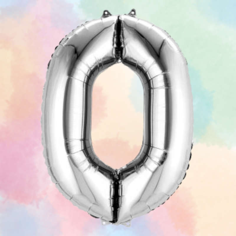 FOIL BALLOON  LARGE SILVER ZERO 0