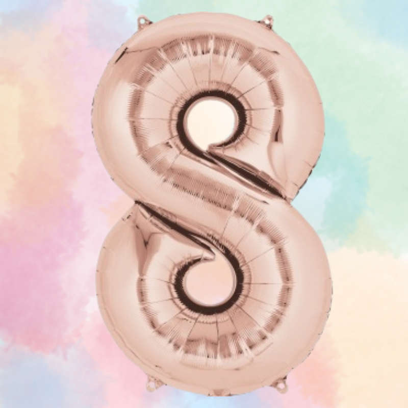 FOIL BALLOON  LARGE ROSE GOLD EIGHT 8