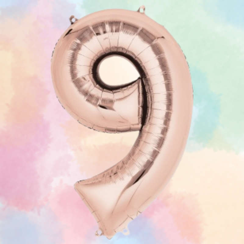 FOIL BALLOON  LARGE ROSE GOLD NINE 9