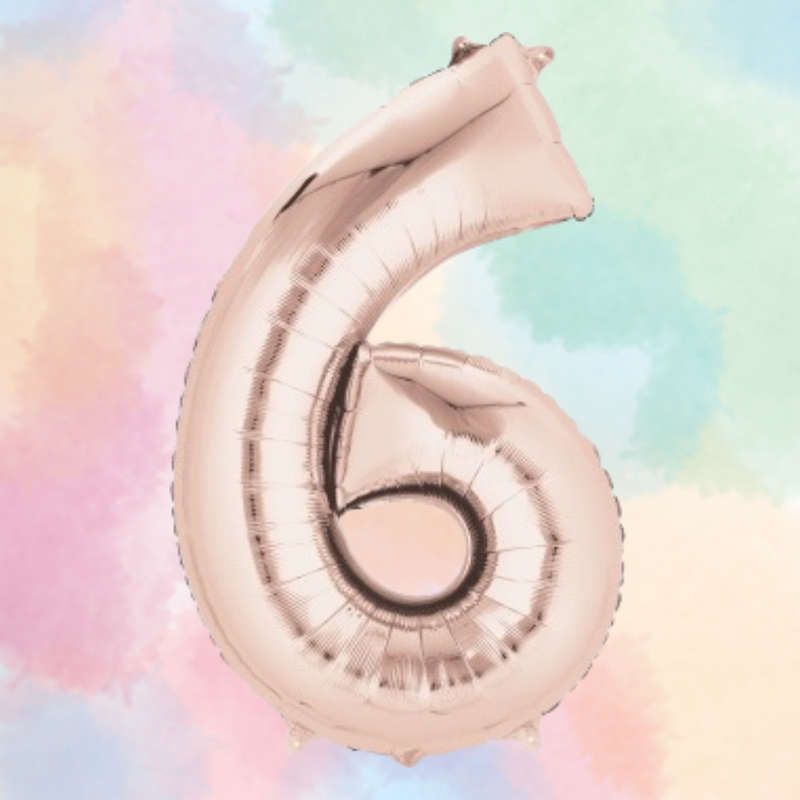 FOIL BALLOON  LARGE ROSE GOLD SIX 6