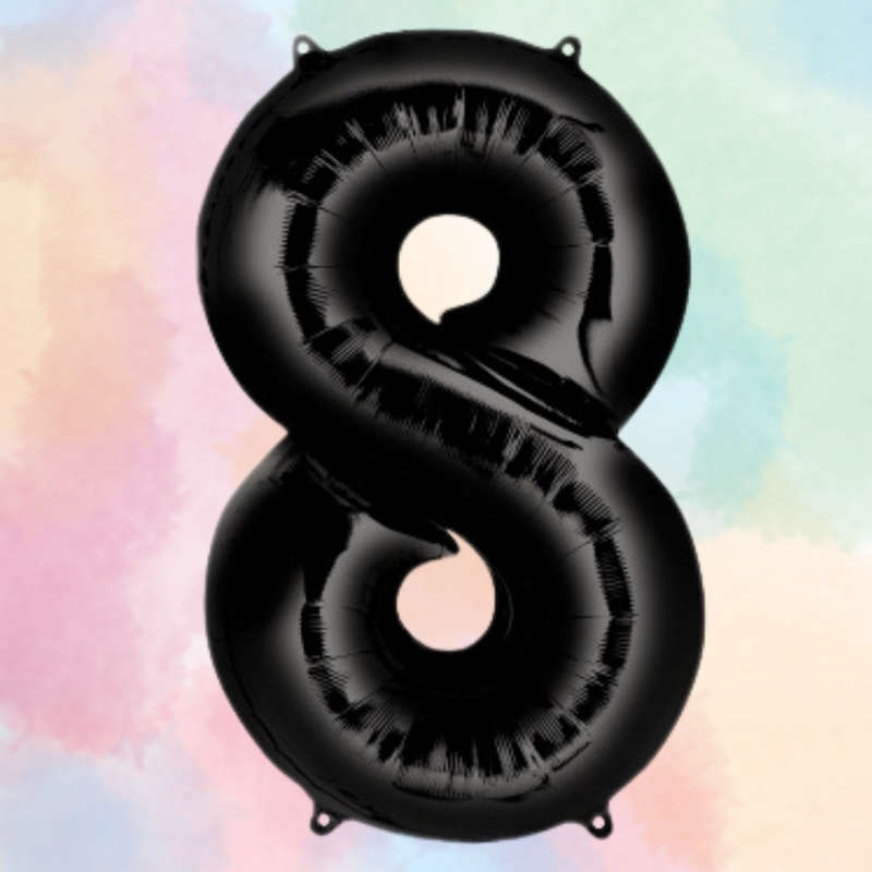 FOIL BALLOON  LARGE BLACK EIGHT 8