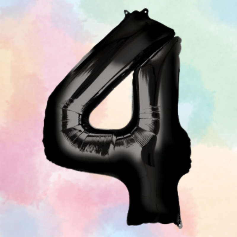 FOIL BALLOON  LARGE BLACK FOUR 4