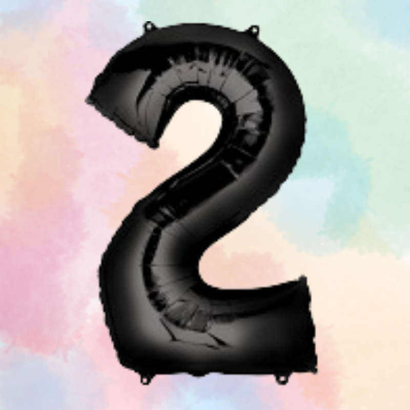 FOIL BALLOON  LARGE BLACK TWO 2