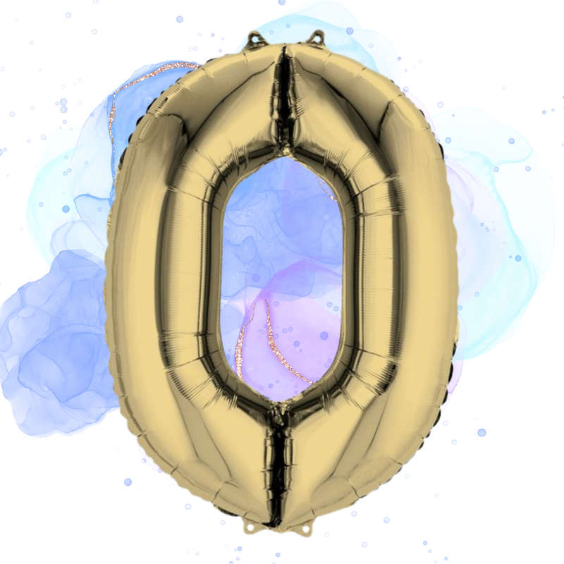 FOIL BALLOON  LARGE WHITE GOLD ZERO 0