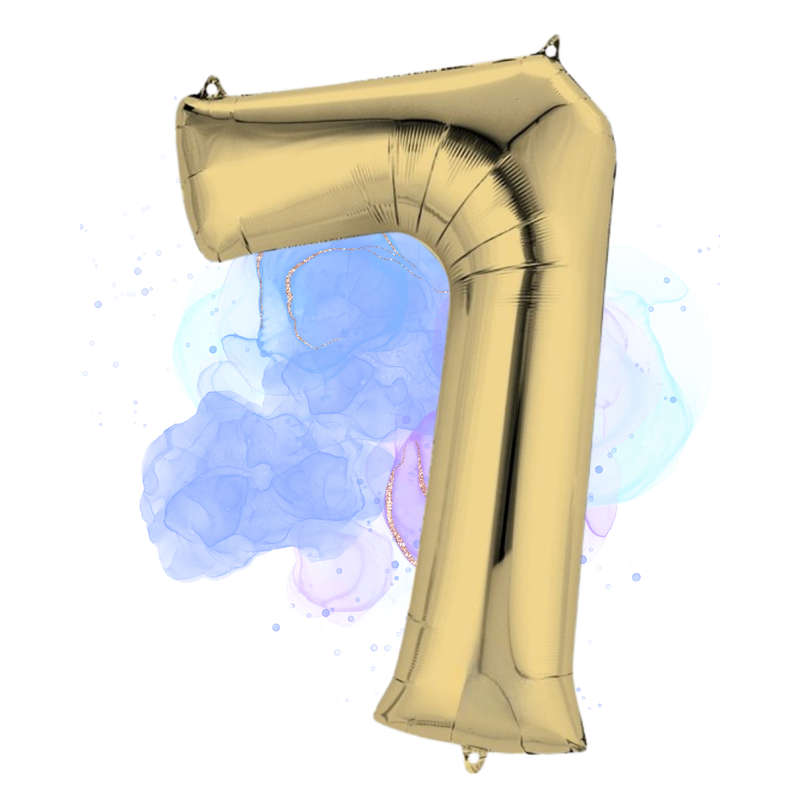 FOIL BALLOON  LARGE WHITE GOLD SEVEN 7