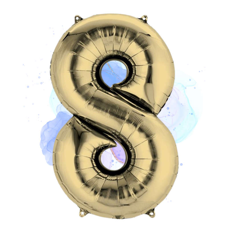 FOIL BALLOON  LARGE WHITE GOLD EIGHT 8