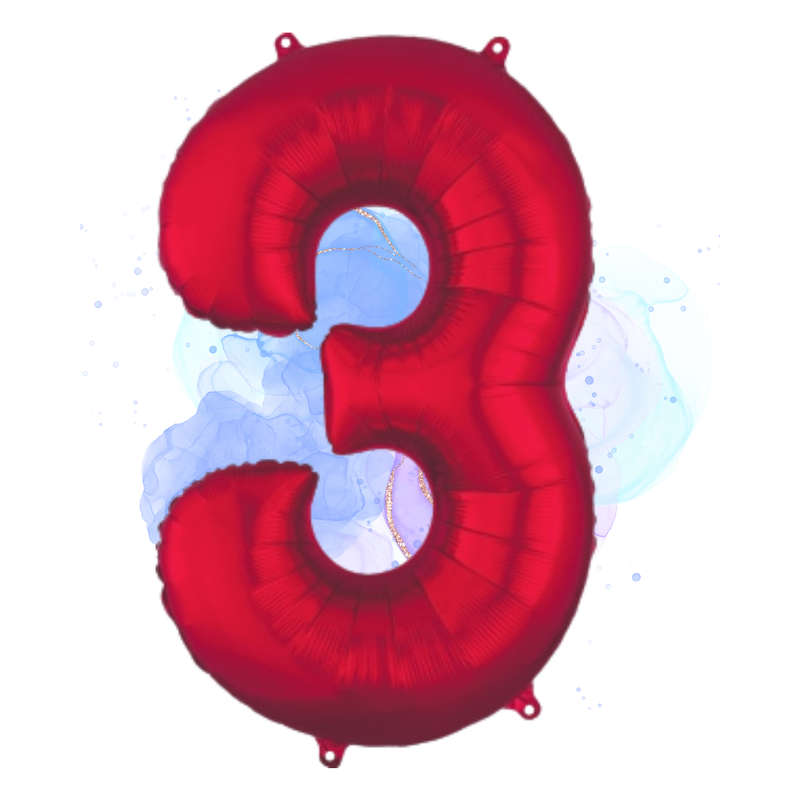 FOIL BALLOON  LARGE RED THREE 3