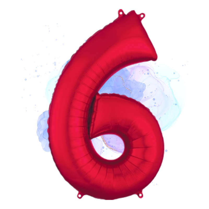 FOIL BALLOON  LARGE RED SIX 6