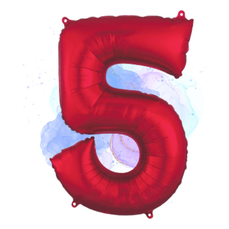 FOIL BALLOON  LARGE RED FIVE 5